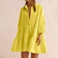 thumbnail image 2 of Sexlip Womens Lapel Button Down Loose Midi Shirt Dress Lightweight Breathable Casual Office Everyday Dress Yellow L, 2 of 6