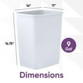 thumbnail image 2 of Superio Kitchen Trash Can 9 Gallon Slim Waste Bin 37 Qt Durable Plastic, Fit Small Spaces, Office, Bathroom, Under Counter (2, White), 2 of 5