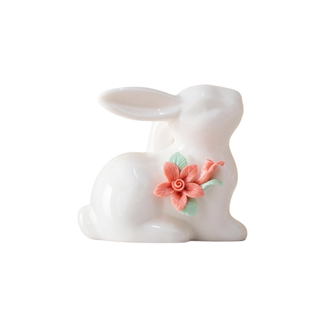 Decoraciones de Mesa para la Sala de Estar Lindo Ornamento de Conejo de Cerámica para la Decoración Del Hogar de Pascua Y Regalos de Cumpleaños