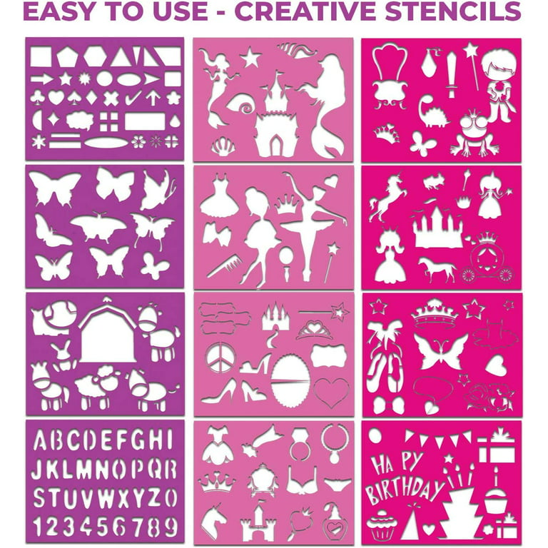 Toysical Drawing Stencils Set for Kids with Sticker Sheets - Gifts for Girls 2