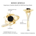 thumbnail image 6 of Rosec Jewels Real Black Onyx Flower Engagement Ring - AAA Quality - Onyx Diamond Ring with Bypass Shank - with Jewelry Box, 10K Yellow Gold, US 7.50, 6 of 7