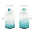 thumbnail image 3 of DecMode 5", 5" Teal Glass Contemporary Decorative Jars, 2 - Pieces, 3 of 9