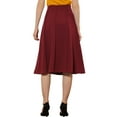 thumbnail image 3 of INSPIRE CHIC Women's High Waisted Knit A-Line Pleated Flared Skirt S Deep Red, 3 of 6