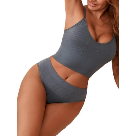

Women Plain A Piece Dark Grey Panties S