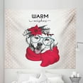 thumbnail image 1 of Labrador Tapestry, Labrador Warm Wishes Words with Glasses Scarf Flowers on Head Polka Dots, Fabric Wall Hanging Decor for Bedroom Living Room Dorm, 5 Sizes, Multicolor, by Ambesonne, 1 of 1