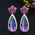 thumbnail image 2 of Mutilcolor Rainbow CZ Flower Long Big Drop Earrings for Women 2021 Boho Jewelry, 2 of 9