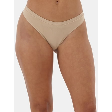 No Boundaries Women s Seamless Scoop Thong Panty  Sizes XS to XXXL