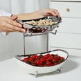 thumbnail image 5 of Acliys Fruit Bowl, 2 Tier Ceramic Fruit Basket, Serving Stand Serving Bowl with Metal Rack, Porcelain Kitchen Bowls for Fruit and Vegetable Storage Snack Nuts Dessert Cake Tray for Party Wedding, 5 of 9
