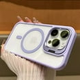 thumbnail image 2 of Dteck for iPhone 15 Plus Case, Compatible with MagSafe ,Built-in Camera Ring Stand,with Individual Camera Cover, Translucent Matte PC + TPU Military-Grade Drop Protection Magnetic Case,Lightpurple, 2 of 9