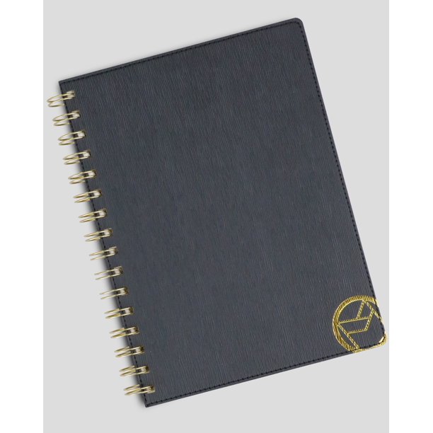 Miliko A5 Size Black PU Leather Softcover Dot Grid Spiral Notebook with