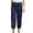 Navy, variant on Women's Summer Cotton And Linen Solid Color Loose Straight Leg Pants With Pockets Side Slit Buttons Pants Navy M Women Beach Fashion