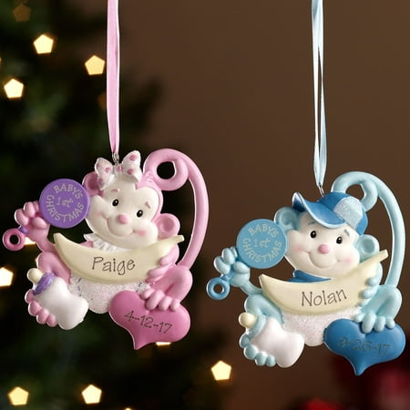 Personalized Baby's First Christmas Monkey Ornament