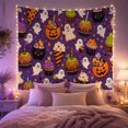 thumbnail image 2 of Cartoon Ghosts with Candy on Purple Field, Playful Retro Style for Halloween Decor Lovers, Spooky Wall Art, Halloween Gift, Tapestry Wall Hanging for Bedroom and Dorm, 2 of 6