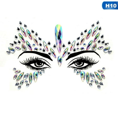 Fancyleo New 10 Colors  Face Gems Adhesive Glitter Jewel Tattoo Sticker Festival Rave Party Body Make