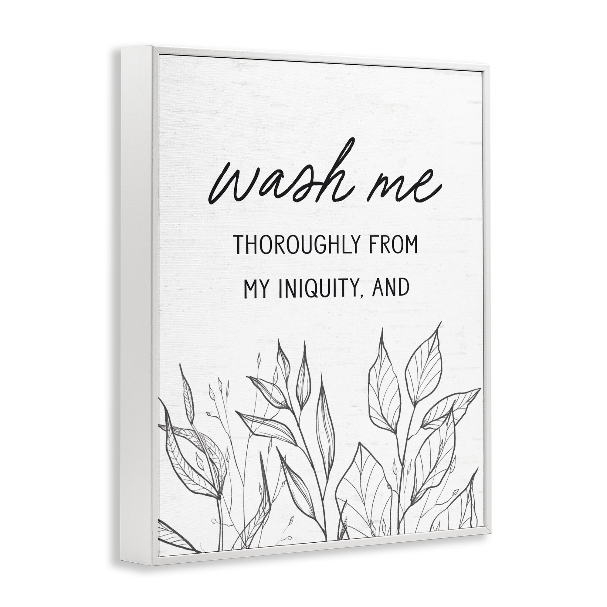 Wash Me Thoroughly Scripture White Framed Giclee Art, design by Lettered and Lined