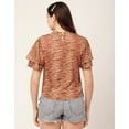 thumbnail image 2 of Moomaya Printed Tops For Women Round Neck Flutter Sleeve Poly Crepe Tunic Top, 2 of 8
