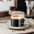 thumbnail image 5 of Espresso Cup Set (2 Pieces), 4 Oz Double Spout Cup, Espresso Cup, Milk Cup with Handle, Clear Glass, Suitable for Coffee Machines., 5 of 7