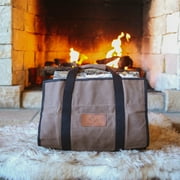 WHITEDUCK TUFF Large Firewood Carrier 21 Oz. Heavy Duty Waxed Canvas Log Carrier Holder for Fireplace, Carrying Wood Indoor & Outdoor (Brown, Rectangle (39"x18"))
