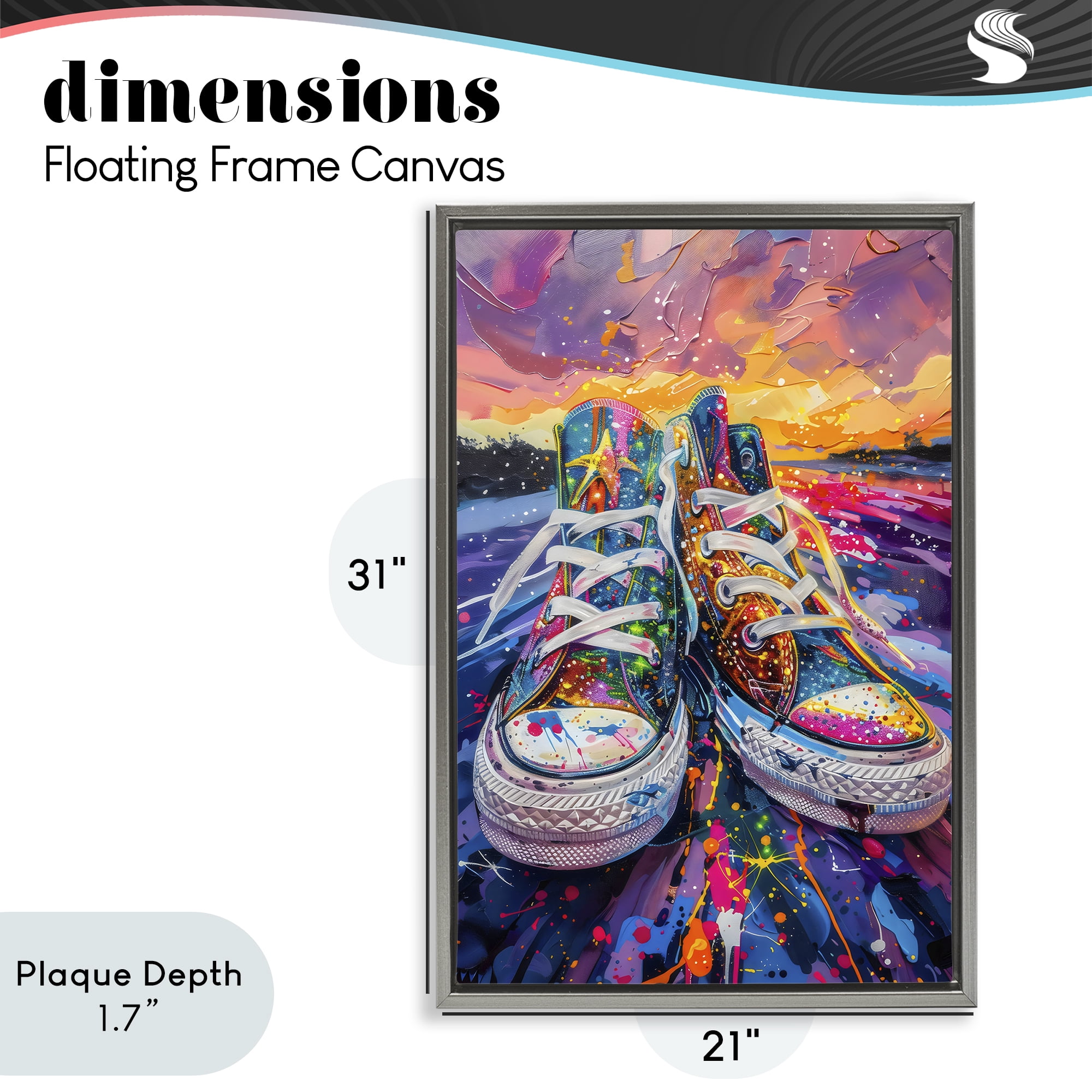 Stupell Industries Vibrant Sneakers at Sunset Gray Framed Floater Canvas Wall Art, design by Creative Studio