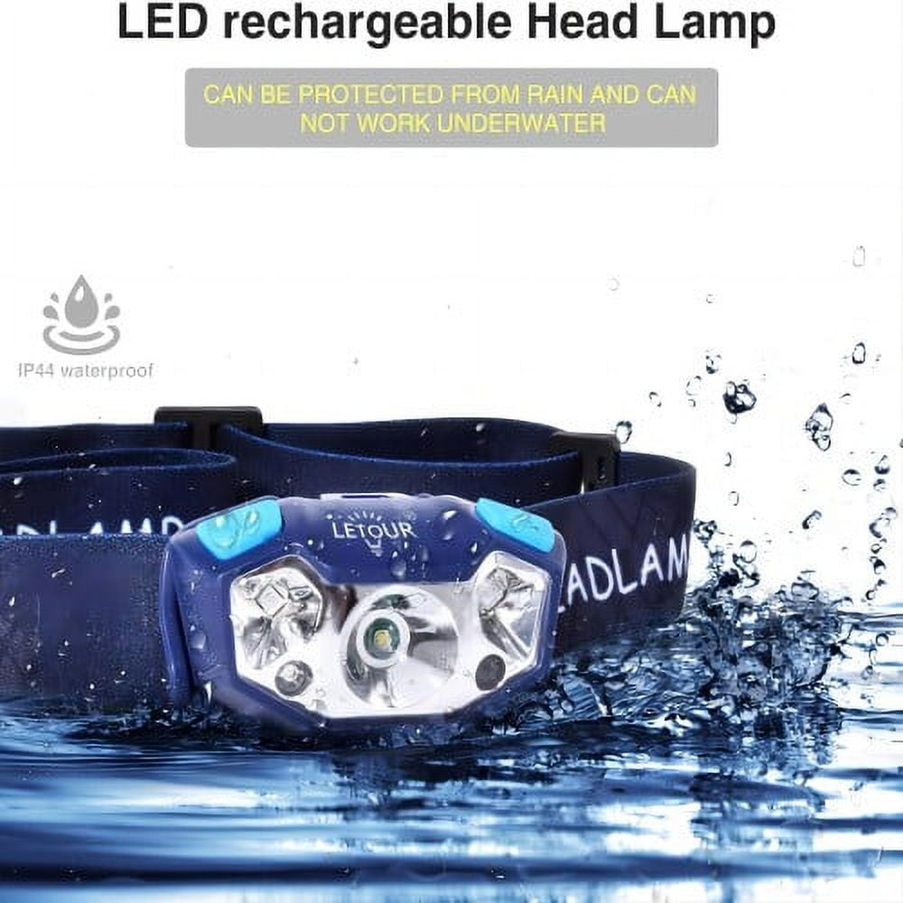 LETOUR 2PCS Lightweight Waterproof 350 Lumen LED Headlamp, Multi-Purpose Outdoor Lighting, Night Life Companion, White And Red Light With 5 Dimming Levels