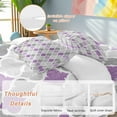 thumbnail image 4 of Geometric Morocco Duvet Cover Set Twin Size Quatrefoil Lattice Purple Grey Soft Lightweight Comforter Covers 4 Piece Bedding Set with 1 Duvet Cover 1 Bed Sheet & 2 Pillow Shams, 4 of 8