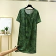 thumbnail image 2 of GPOECD Robe de Nuit d'Été pour Femme à Manches Courtes et Col Rond, Mince, Grande Taille, Ample, Imprimée, Pyjama pour Femmes, Douce en Viscose, Tenue d'Intérieur 16_Green,One Size, 2 of 4