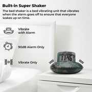 Sonic Alert - Sonic Shaker Portable Super Loud Digital Alarm Clock for Heavy Sleepers, Compact Design, Camouflage