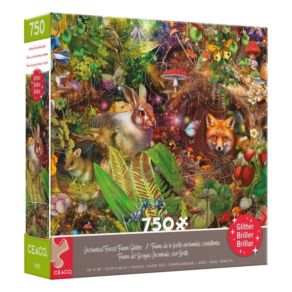 Ceaco Enchanted Forest Fauna Glitter (Jena DellaGrottaglia) 750 Piece Interlocking Jigsaw Puzzle