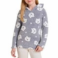 thumbnail image 2 of qolati Toddler Girls Fleece Hoodie Cozy Sherpa Fall Sweatshirt Cute Dots Printed Fuzzy Fluffy Pullover Casual Tops 4-15 Years, 2 of 5