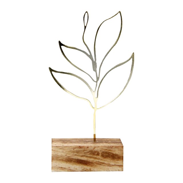 Adorno de hoja de metal, accesorios de decoración artística, artesanías con base escultórica Oro