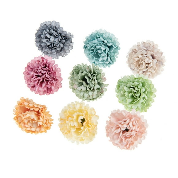 Jinsinto Lot of 10 Pieces Artificial Flower Heads Handmade Fake Flower Heads in Multicolor Fabric for DIY Craft Decoration (10 Different Colors)