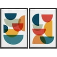 thumbnail image 2 of IDEA4WALL Framed Canvas Print Wall Art Set of 2 Mid-Century Multicolor Semi-Circle Collage Geometric Abstract Modern Art Contemporary Artwork for Bedroom, Office - 16"x24"x2 Panels Black, 2 of 5