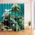 thumbnail image 1 of Cortina de ducha de Baño de tela de poliéster 160x180 cm ABPHQTO Tres tortugas rocas en el mar, 1 of 1