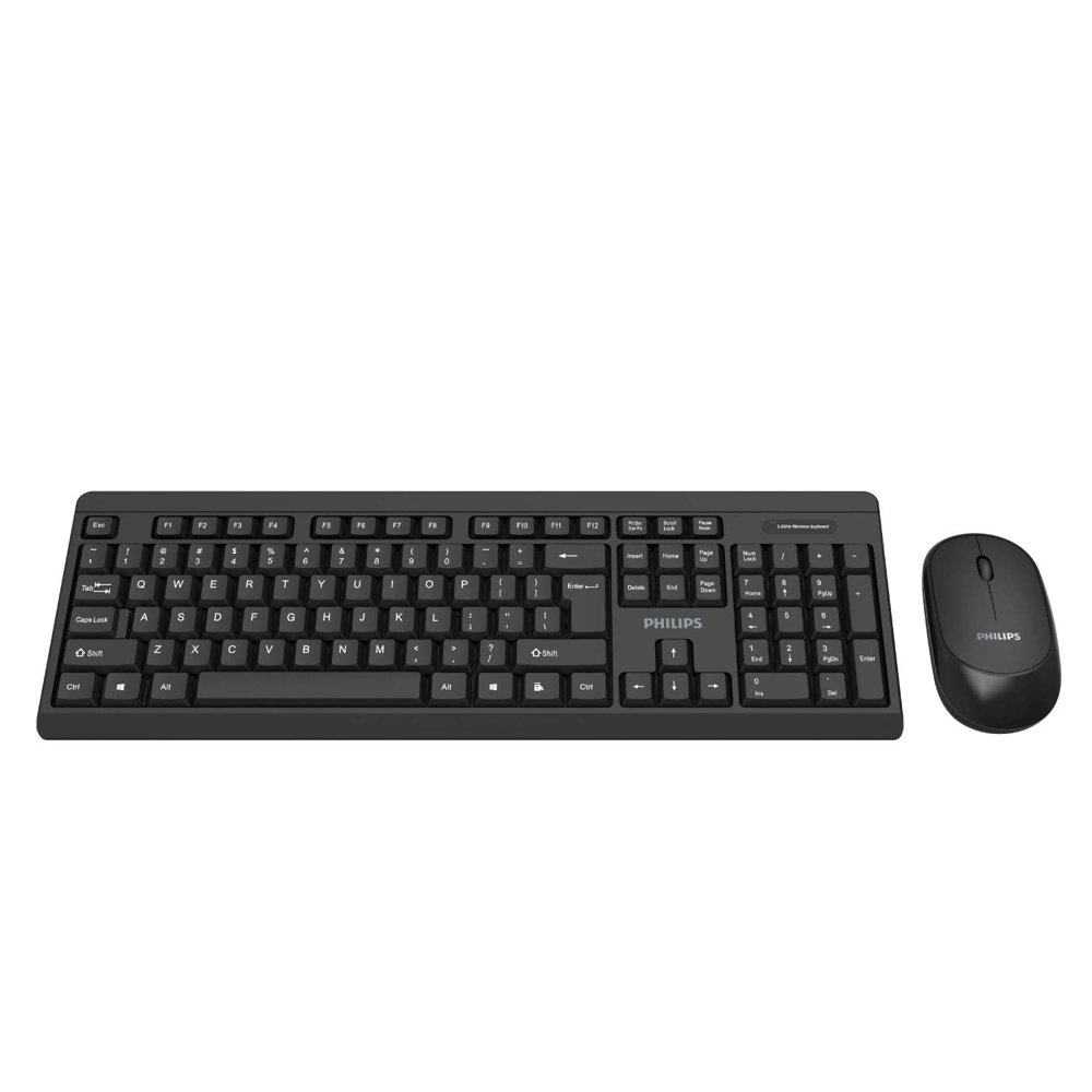 PHILIPS Wireless Keyboard and Mouse Combo Ambidextrous, LowProfile