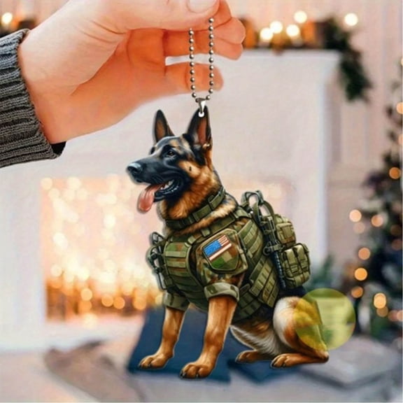 karymi Military German Shepherd Dog Keychain Acrylic Plane to Canine Pendant for Backpack Keys Bag Accessory Gift Christmas Decor Mens Christmas Gifts Living Room Decor