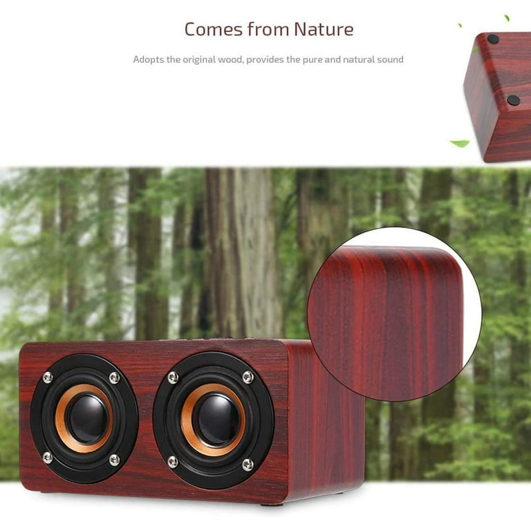 Retro Wooden Bluetooth Speaker, Wireless Dual 5W Loudspeakers 3D