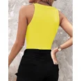 thumbnail image 5 of CHICME Tank Tops for Women Rhinestone Solid Color Keyhole Collar Sleeveless Sequin Knit Ribbed Slim Basic Top Yellow-M, 5 of 8