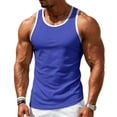 thumbnail image 2 of Clossjun Men's Tank Top Slim Fit Muscle Contrast Sleeveless Shirts Lightweight Breathable Blouses For Gym Workout Sports Royal Blue L, 2 of 6