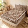 thumbnail image 3 of Erosebridal Gothic Aztec Zipper Queen Comforter Set with Fitted Sheet and 2 Pillowcases, Southwestern Rhombus Zipper Bedding Set, Cocoa Ivory, Black Reversible, 3 of 7