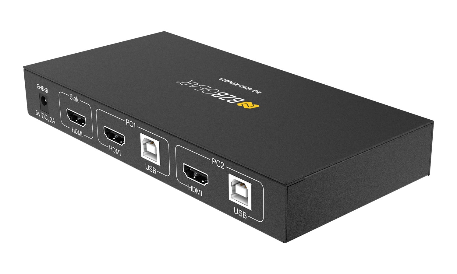 BZBGEAR 2x1 4K UHD KVM Switcher with USB 2.0 Ports for Peripherals and Audio Support