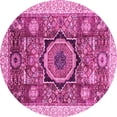 thumbnail image 1 of Ahgly Company Indoor Round Abstract Pink Modern Area Rugs, 8' Round, 1 of 4