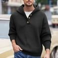 thumbnail image 2 of Maqroz Casual Sweater for Men Quarter Button Hooded Sweaters Casual Loose Plus Size Elastic Pullover Long Sleeve V Neck Pullovers Trendy Solid Color Warm Top, 2 of 10