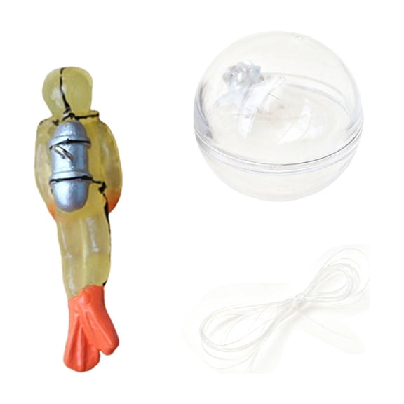 Glow-In-The-Dark Yellow Diver Aquarium Decor - Floating Diver With Float Ball, Line For Fish Tank, Underwater Scene, Ocean World Decorations
