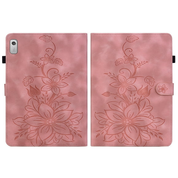 XYX Tablet Case for Lenovo Tab M9 9.0 Inch 2023 TB-310FU, Lily Flower Pattern PU Leather Multiple Viewing Angles Stand Slim Folio Tablet Cover (Pink)