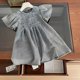 thumbnail image 1 of Vestidos vaqueros de estilo coreano para niña de 2 a 8 años, vestido vaquero suave plisado de manga corta acampanada, ropa para niños, 1 of 6