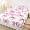thumbnail image 3 of Feelyou Princess Initial D Letter Bed Sheets, Fashion Pink Bowknot King Sheets, Teens Kids Girls Women Sheet Set, Luxury Bedroom Decor, 4-Piece, 3 of 7