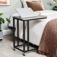 thumbnail image 3 of C-Shaped End Table with Metal Frame, Rolling Casters, Industrial Side Table for Living Room & Bedroom, 19.7 x 13.8 x 23.6 Inches, Greige & Black, 3 of 6