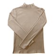 thumbnail image 5 of TRUBKH Fall Outfits for Women Scoop Neck Long Lantern Sleeve Blouses for Women Dressy Casual 4-way Stretch Seamless Knit Thermal Shirts for Women Fall Sweaters Slim Fit Travel Outfits Beige L, 5 of 5