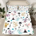 thumbnail image 2 of Feelyou Cute Magic Dino Queen Sheet Sets for Teen, Coconut Tree Plant Flat Sheet, Cartoon Cute Dinosaur Queen Fitted Sheet, Microfiber Bedroom Decor, 4 Pieces, 2 of 7