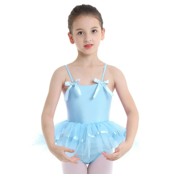 iEFiEL Girls Lovely Bowties Spaghetti Straps Ballet Dance Gymnastics Leotard Tutu Dress